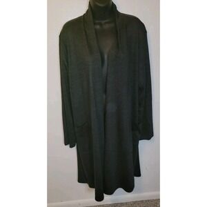 NWT $378 Eileen Fisher Womens Charcoal Kimono Cardigan Size M 100% Wool.